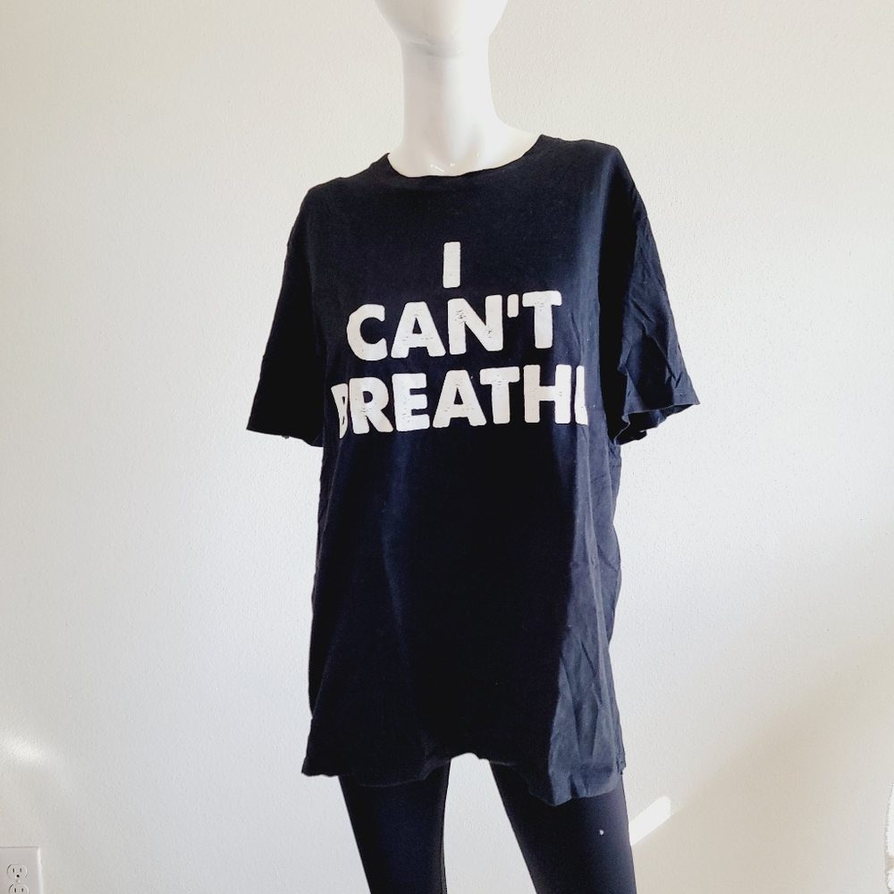 Unisex Black I Can't Breathe Short Sleeve T-Shirt Sz L - Picture 2 of 8